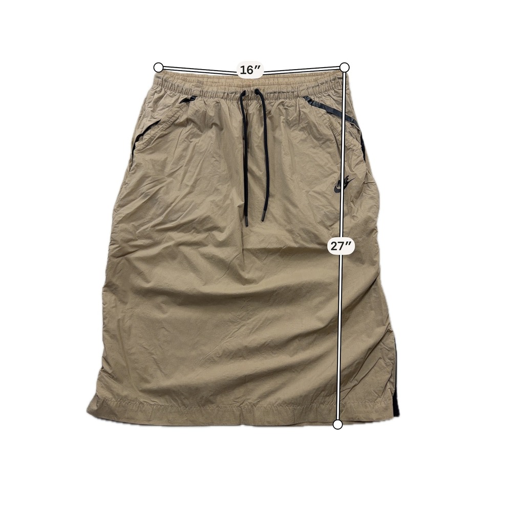 Nike Skirt Sportswear Woven Midi Drawstring Khaki Tan Womens Large 833468-235